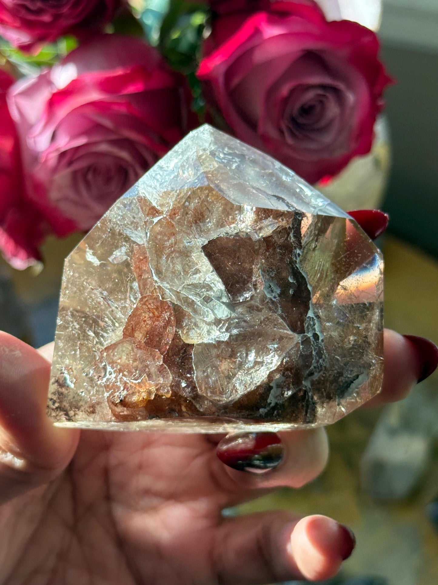 Garden Quartz Crystal, Rutile Quartz, Lodolite Quartz,