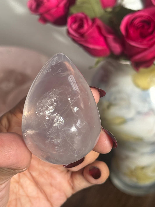 Girasol Rose Quartz Egg with Star Flash – Rose Quartz Heart, Healing Crystals, Crystal Gift for Crystal Lovers