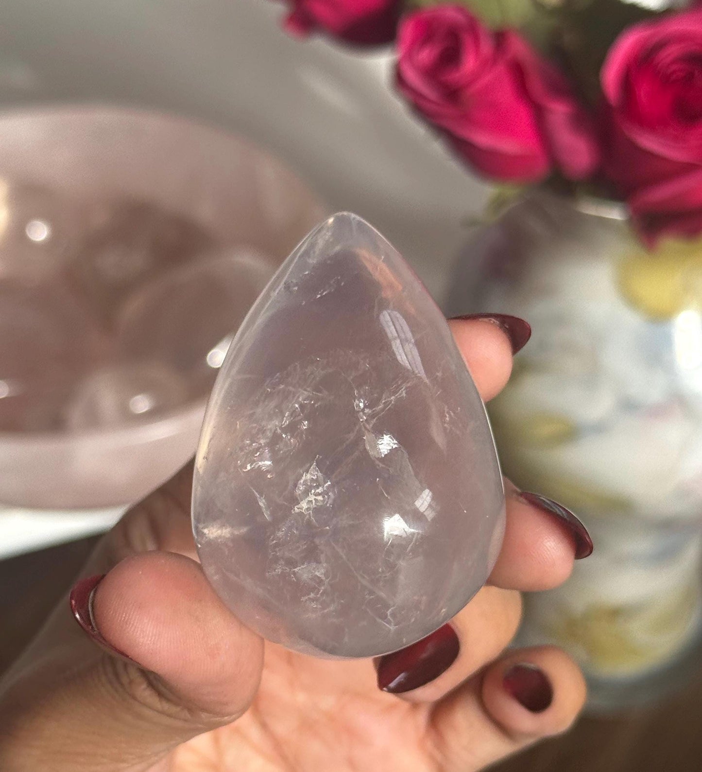 Girasol Rose Quartz Egg with Star Flash – Rose Quartz Heart, Healing Crystals, Crystal Gift for Crystal Lovers