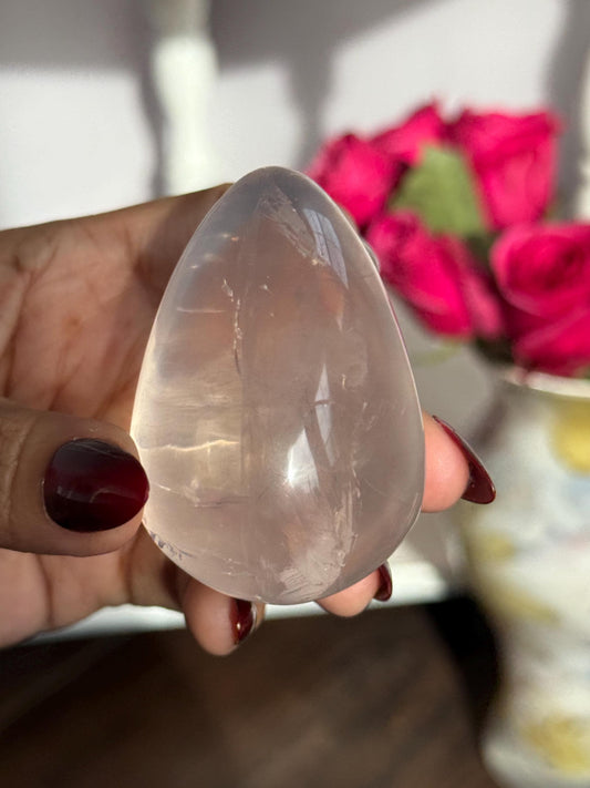 Girasol Rose Quartz Egg with Star Flash – Rose Quartz Heart, Healing Crystals, Crystal Gift for Crystal Lovers