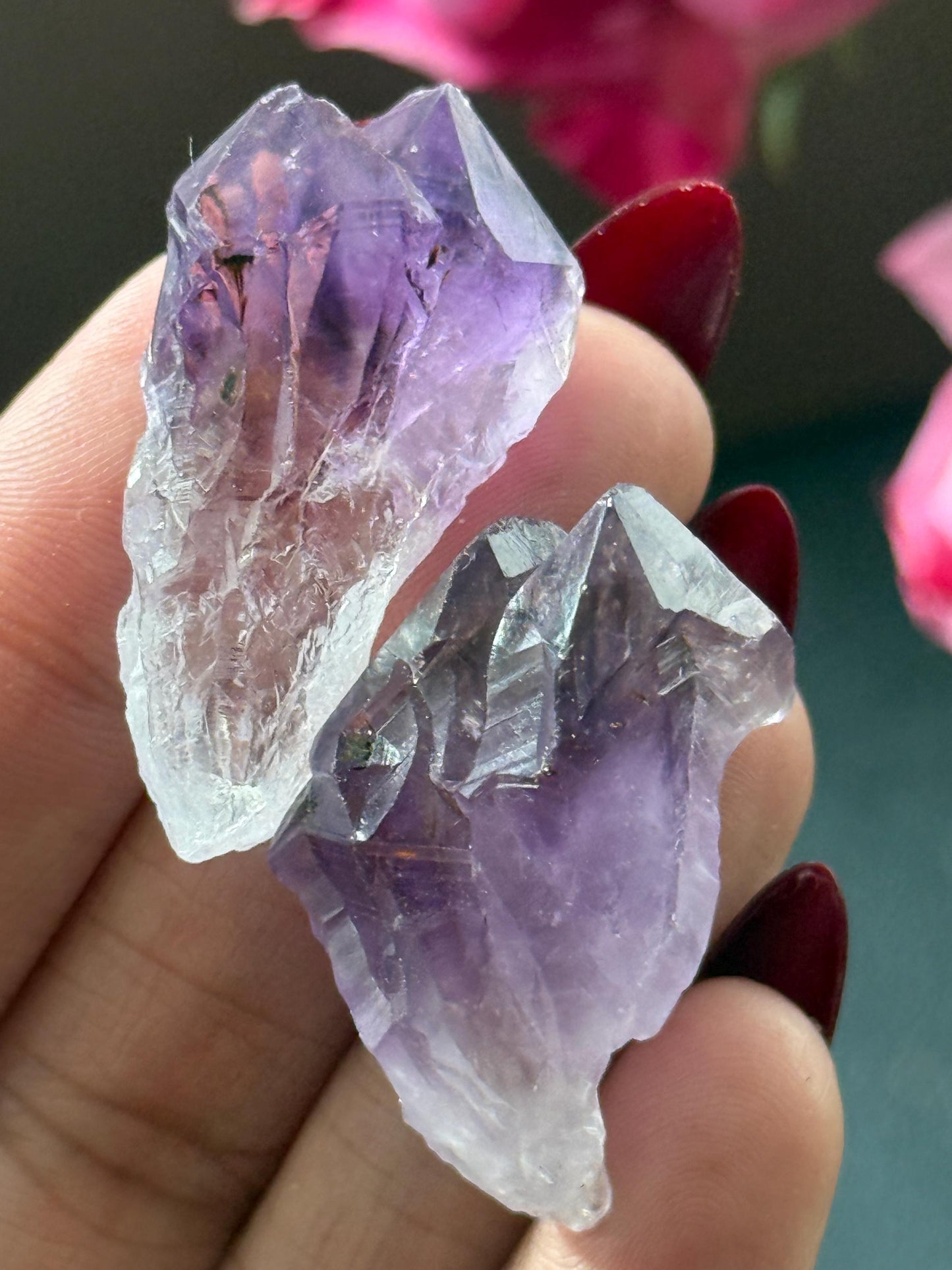 Adorable Twin Amethyst Roots, Amethyst Dragons Tooth, Raw Amethyst, Crystals for wire wrapping, Crystal Jewelry, Crystal Wholesale