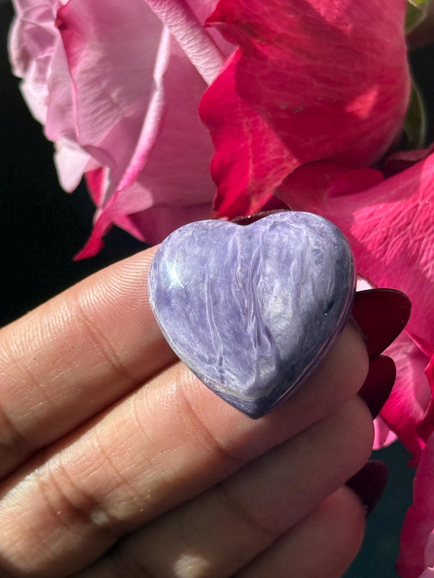 Charoite Heart, Charoite From Russia, Crown Chakra Healing Crystal, Worry Stone, Witchy Things