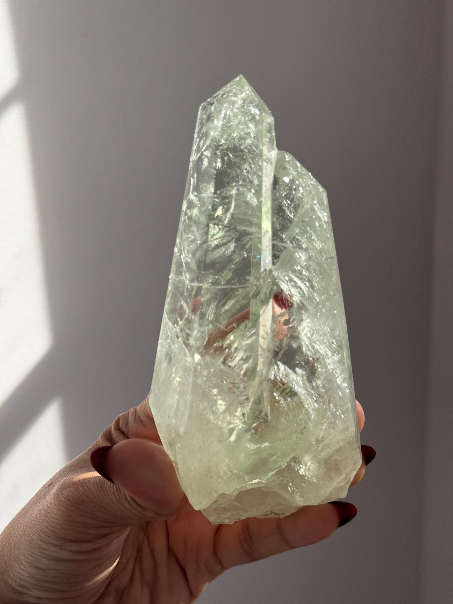 Prasiolite Quartz, Prasiolite Double Terminated Quartz, Twin Flame Quartz