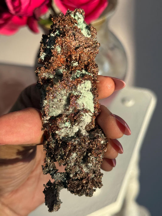 Copper & Blue Aragonite Specimen: Rare Collector Mineral Stone