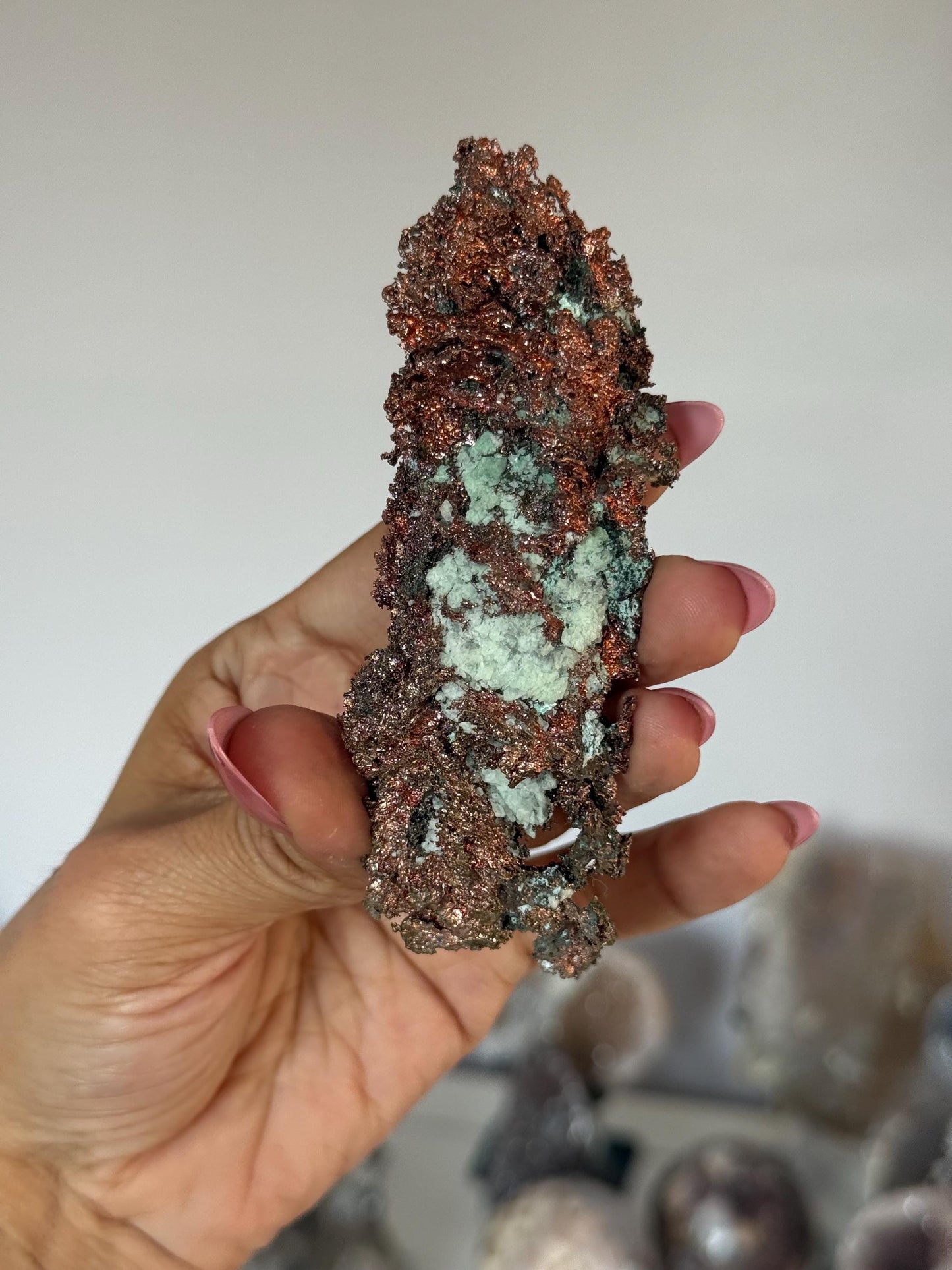 Copper & Blue Aragonite Specimen: Rare Collector Mineral Stone