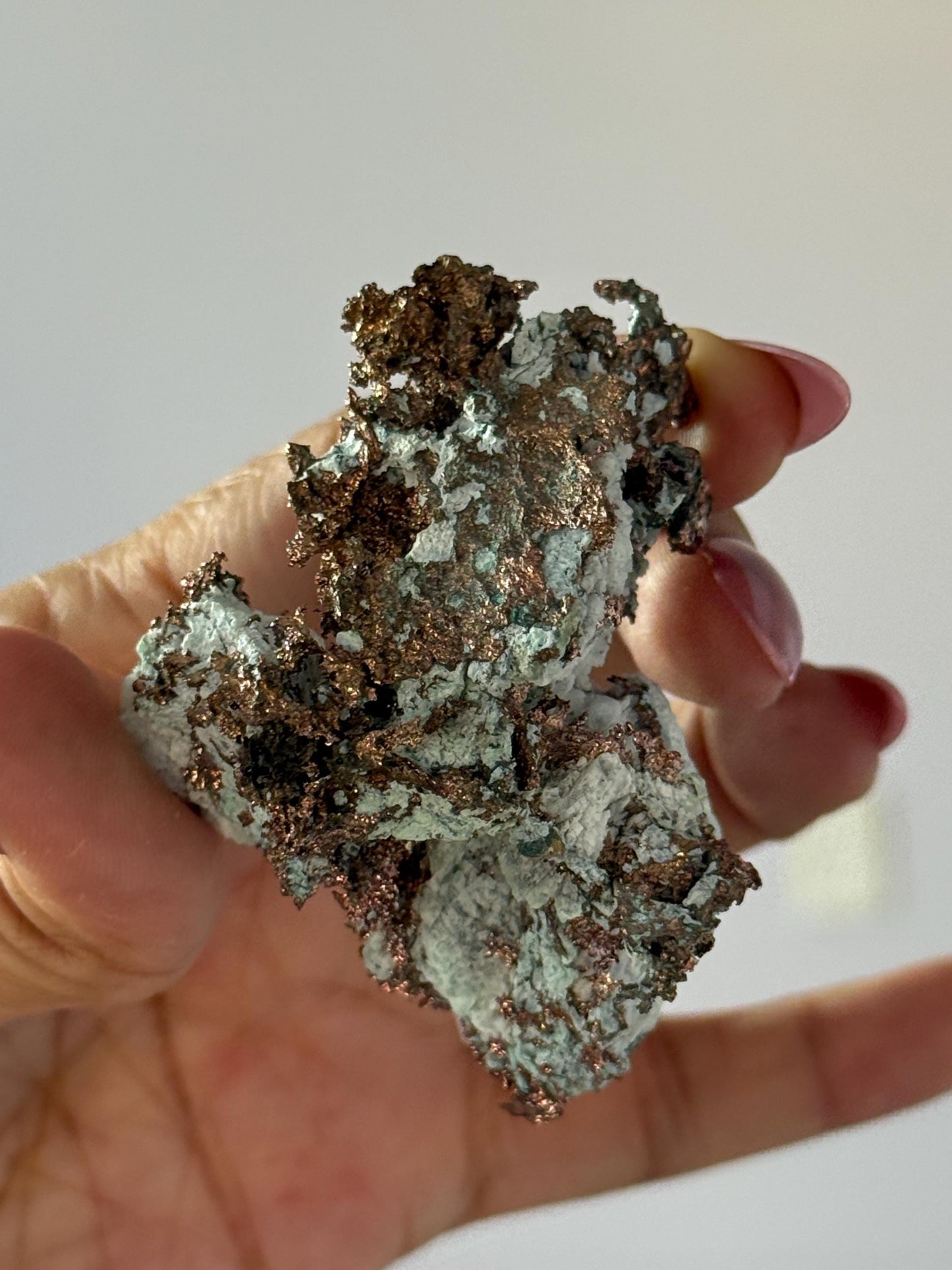 Copper & Blue Aragonite Specimen: Rare Collector Mineral Stone