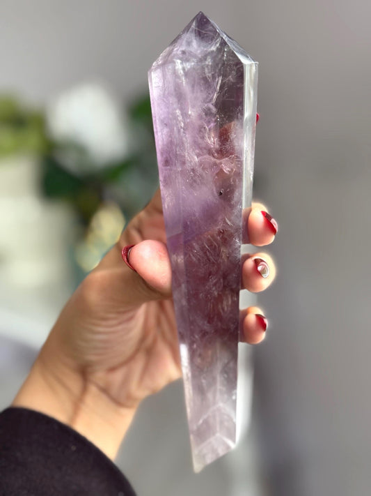 Rainbow Amethyst Wand Point – Natural Amethyst Quartz Crystal