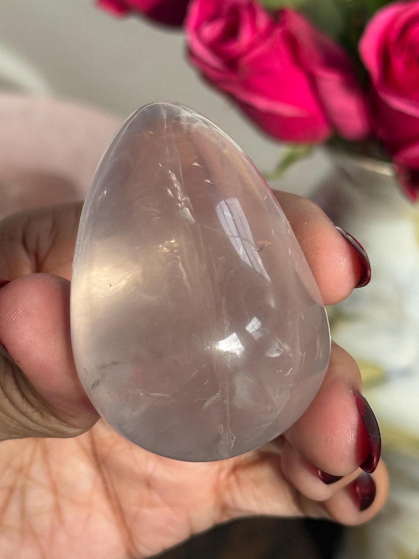Girasol Rose Quartz Egg with Star Flash – Rose Quartz Heart, Healing Crystals, Crystal Gift for Crystal Lovers