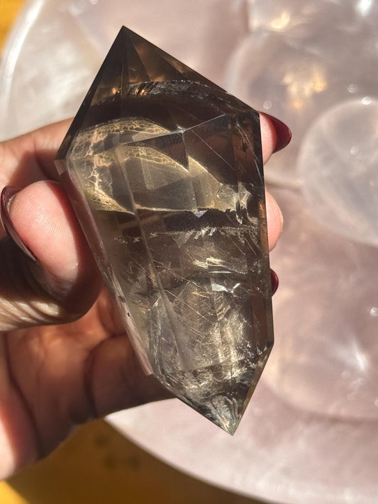 Smoky Quartz Vogel, Faceted Smoky Quartz Crystal, 12 Point Vogel, Healing Crystal, Spiritual & Metaphysical Gift