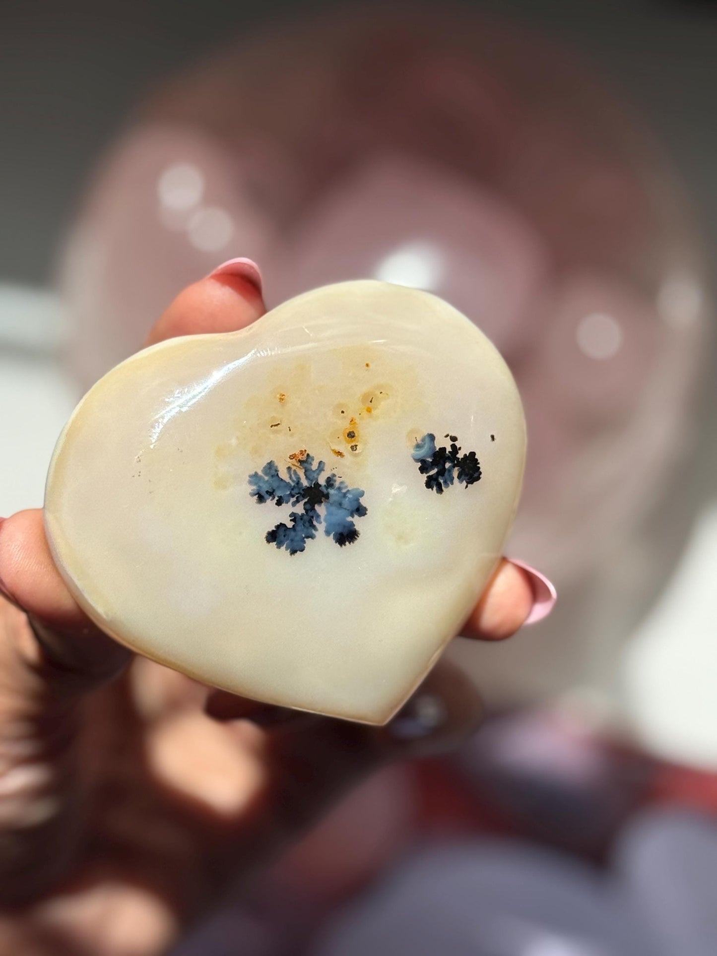 Dendritic Agate Heart, Wizard Stone, Milky Blue Dendrite, Blue Agate Heart, Merlinite, Stone of Magic, Crystal Gifts, Metaphysical Gift,
