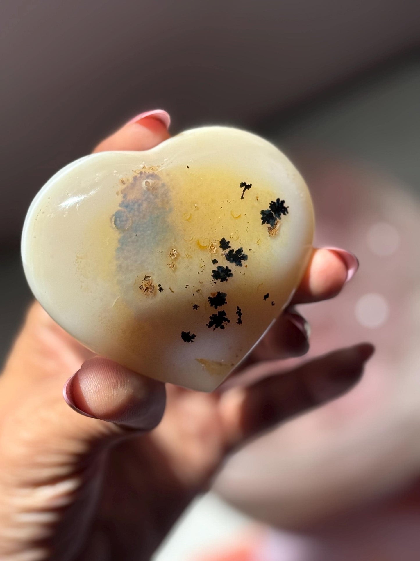 Dendritic Agate Heart, Wizard Stone, Milky Blue Dendrite, Blue Agate Heart, Merlinite, Stone of Magic, Crystal Gifts, Metaphysical Gift,