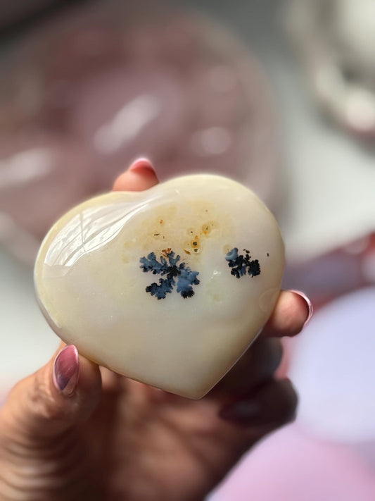 Dendritic Agate Heart, Wizard Stone, Milky Blue Dendrite, Blue Agate Heart, Merlinite, Stone of Magic, Crystal Gifts, Metaphysical Gift,
