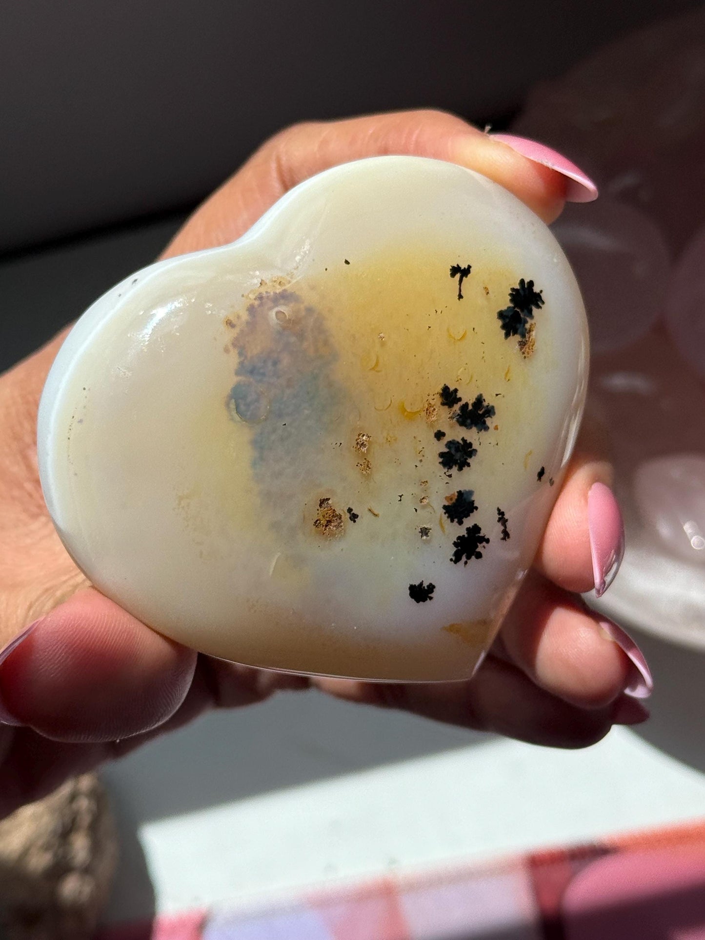 Dendritic Agate Heart, Wizard Stone, Milky Blue Dendrite, Blue Agate Heart, Merlinite, Stone of Magic, Crystal Gifts, Metaphysical Gift,