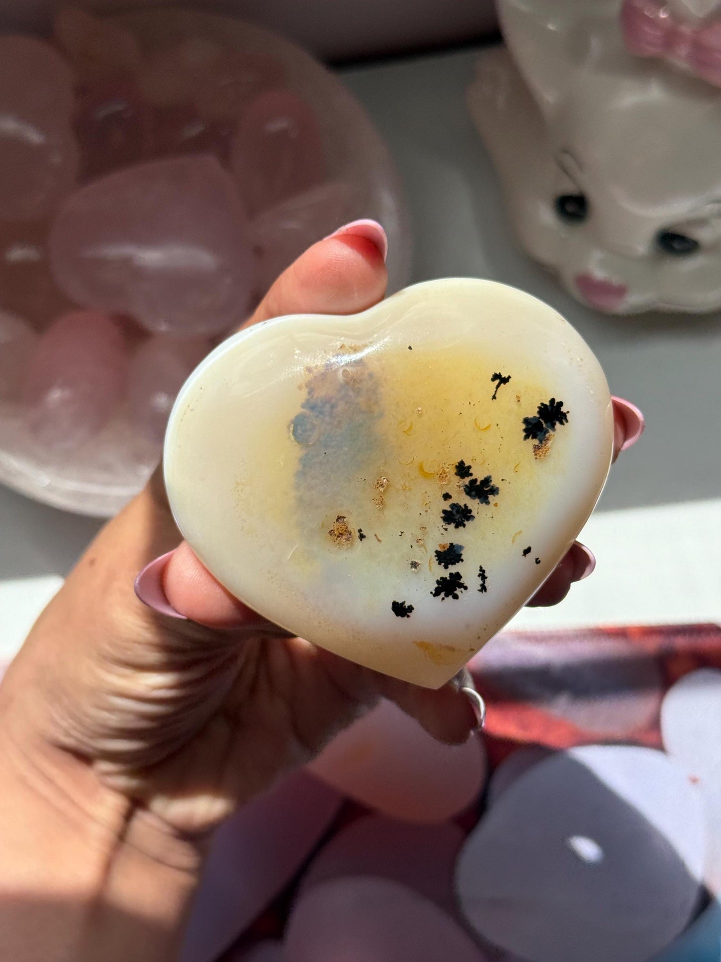 Dendritic Agate Heart, Wizard Stone, Milky Blue Dendrite, Blue Agate Heart, Merlinite, Stone of Magic, Crystal Gifts, Metaphysical Gift,