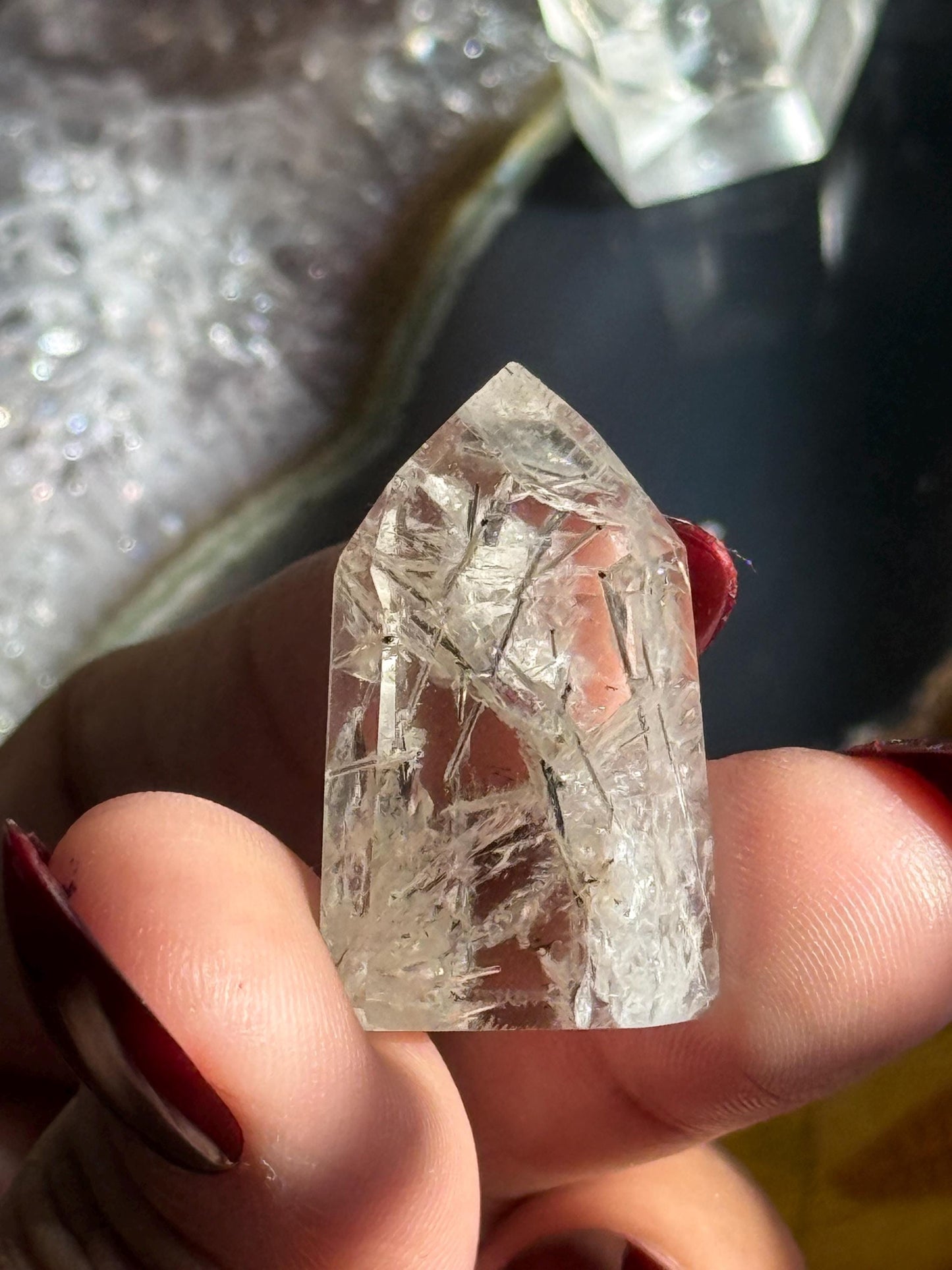 Mini Silver Rutile Quartz, Silver Rutilated Quartz, Inclsuion Quartz