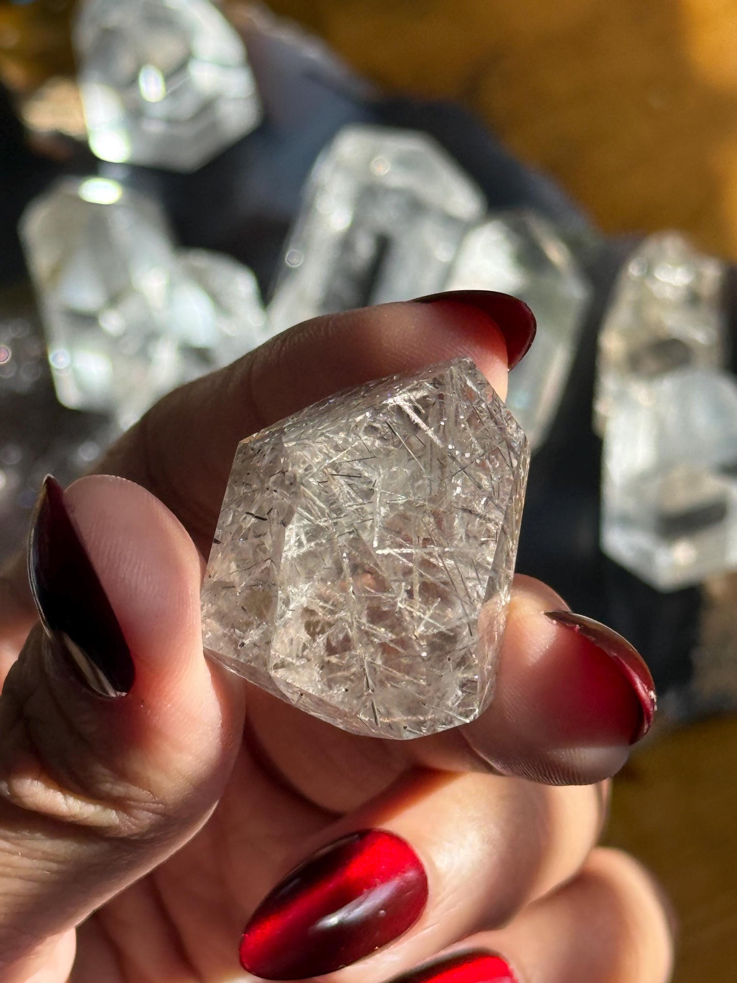 Mini Silver Rutile Quartz, Silver Rutilated Quartz, Inclsuion Quartz