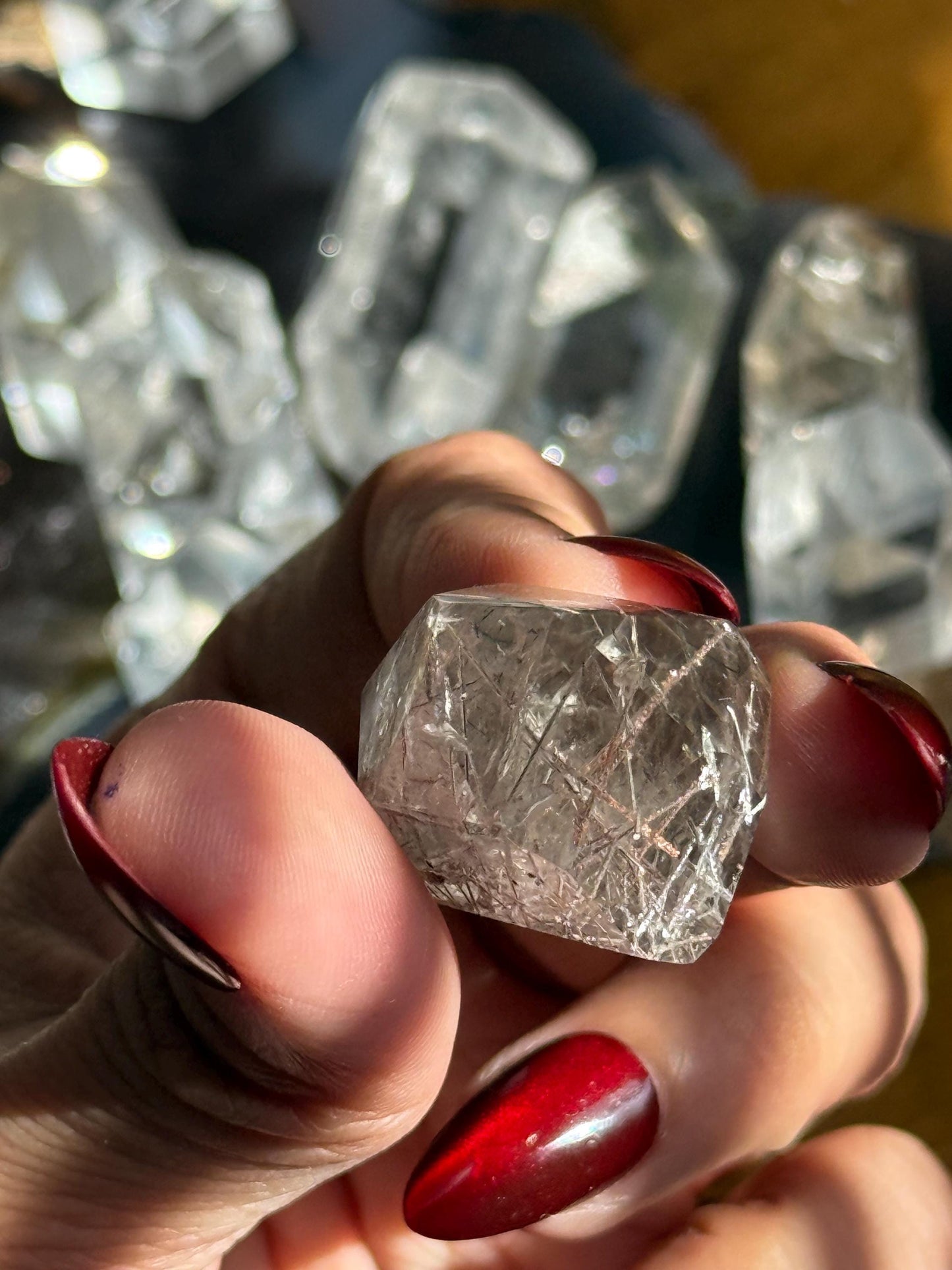 Mini Silver Rutile Quartz, Silver Rutilated Quartz, Inclsuion Quartz