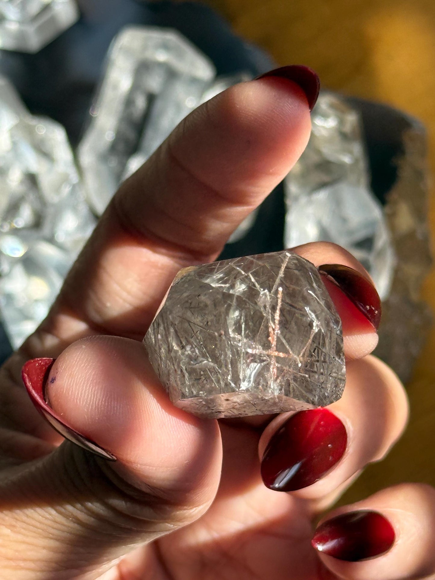 Mini Silver Rutile Quartz, Silver Rutilated Quartz, Inclsuion Quartz