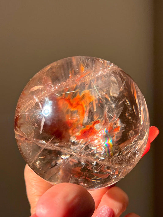 Smoky Quartz with Golden Rutile & Red Hematoid – Natural Mineral Specimen, Healing Crystals