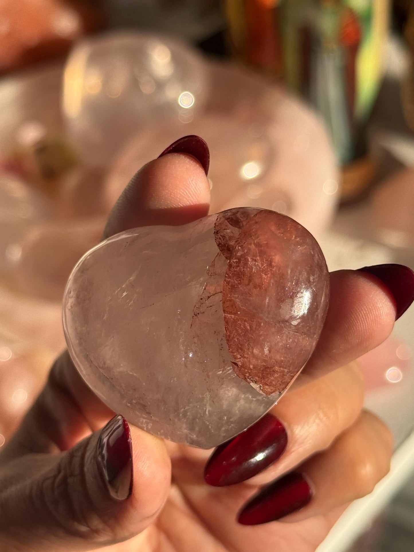 Fire Quartz Heart, Smal Red Fire Quartz Heart, Crystal Gifts, Heart Charms