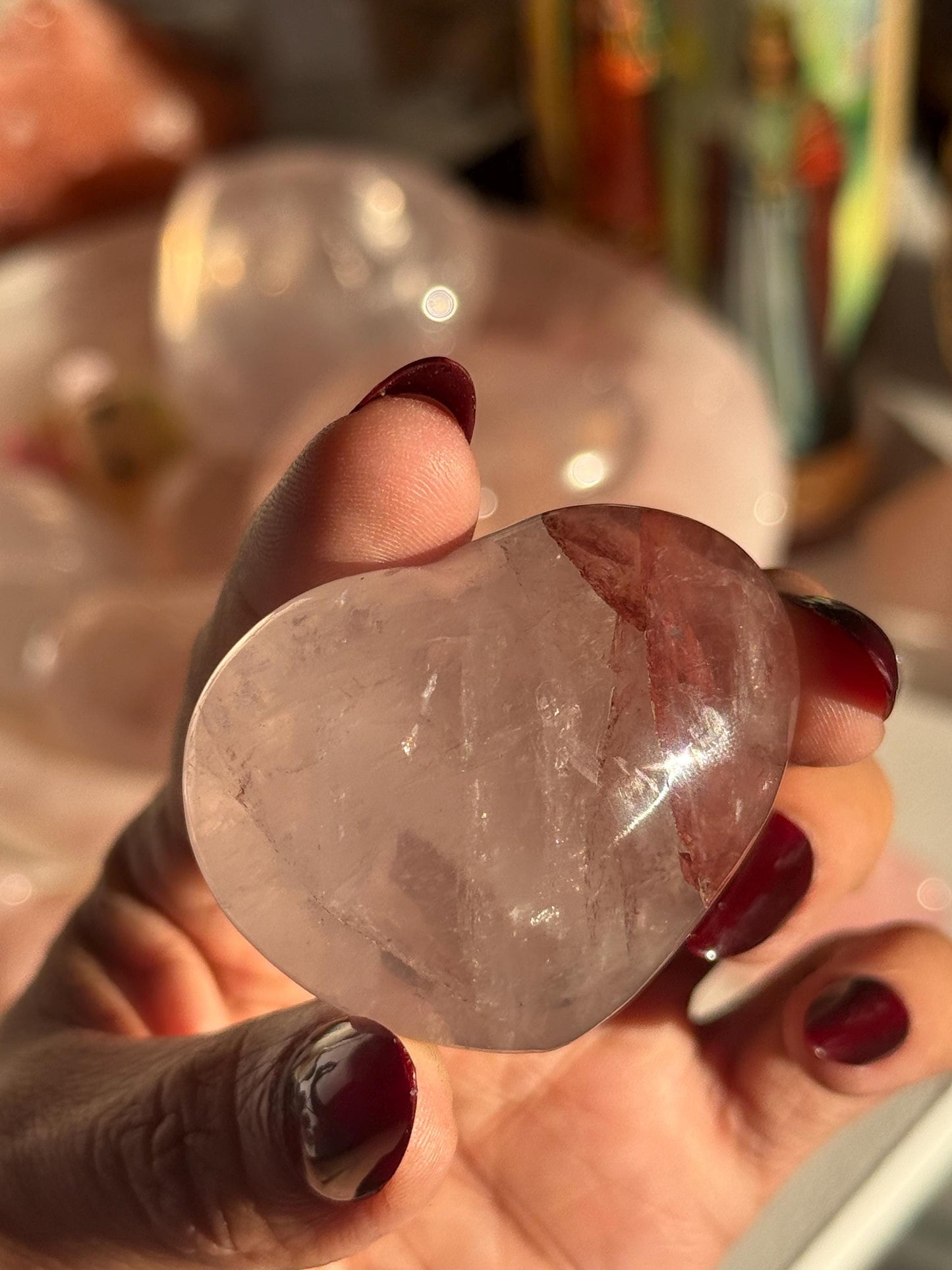 Fire Quartz Heart, Smal Red Fire Quartz Heart, Crystal Gifts, Heart Charms