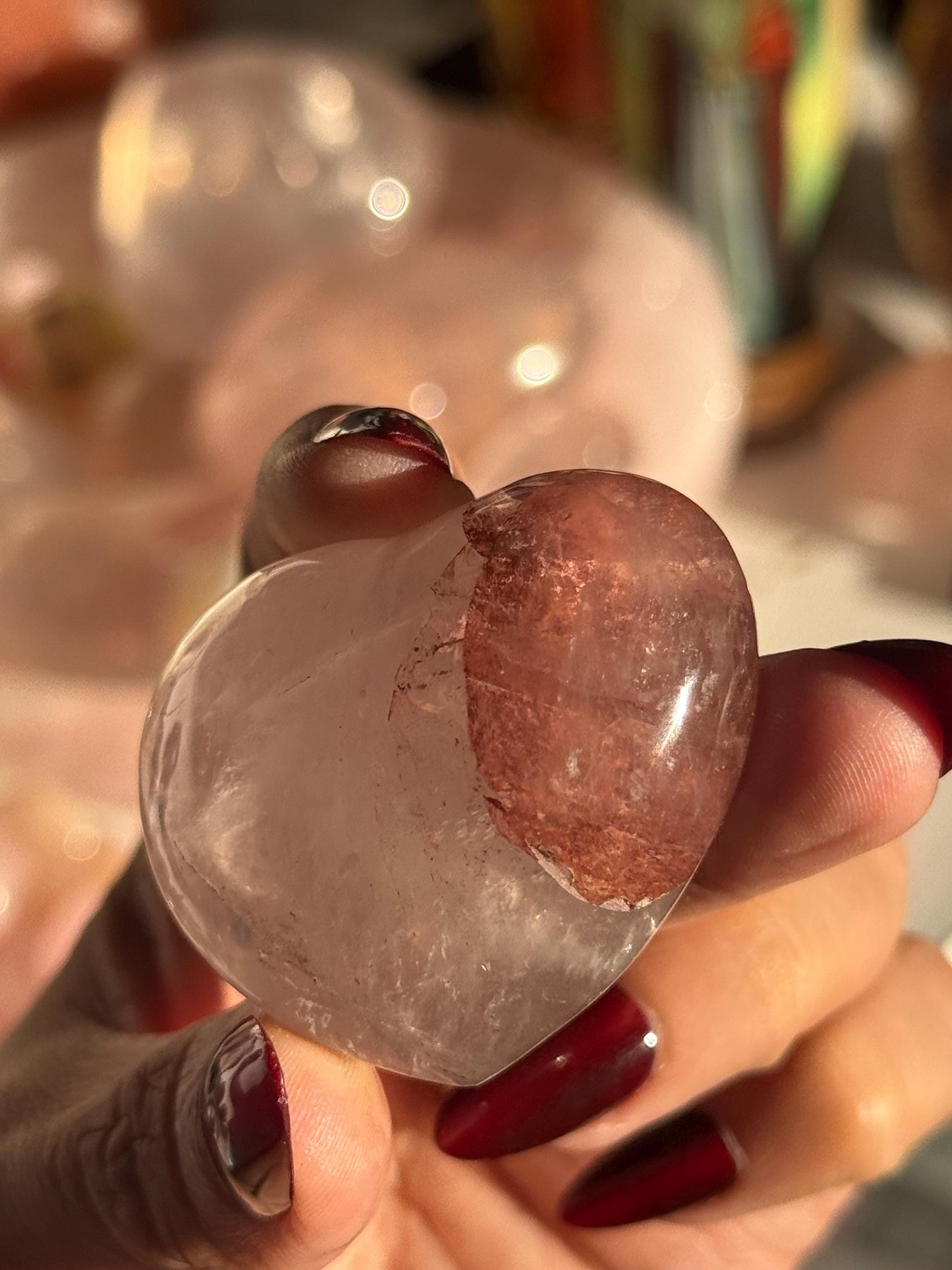Fire Quartz Heart, Smal Red Fire Quartz Heart, Crystal Gifts, Heart Charms