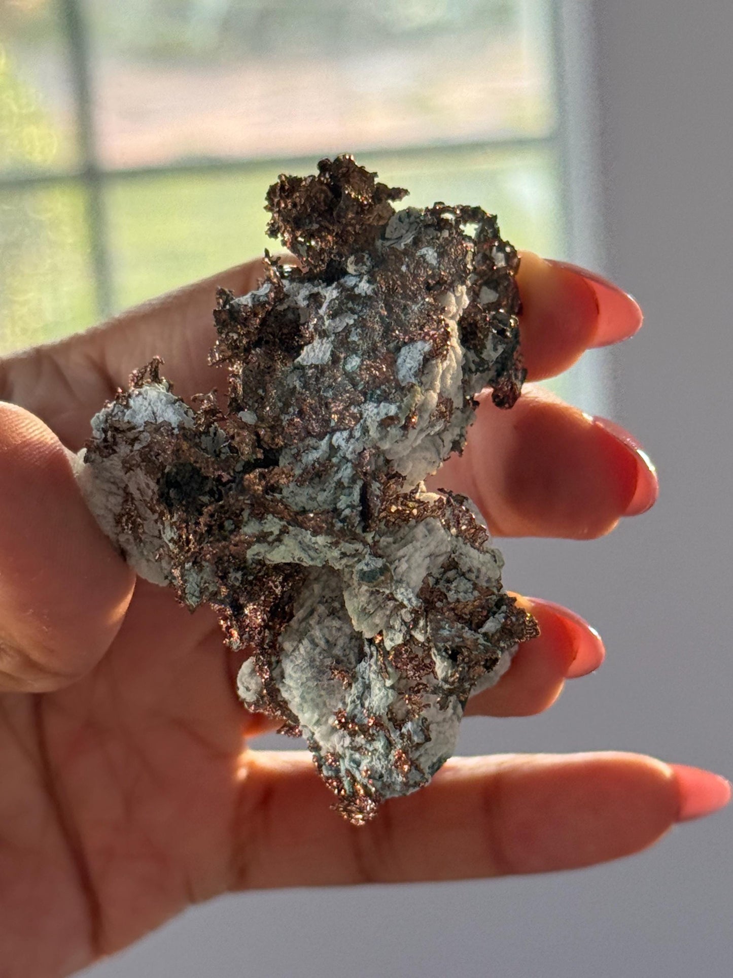 Copper & Blue Aragonite Specimen: Rare Collector Mineral Stone