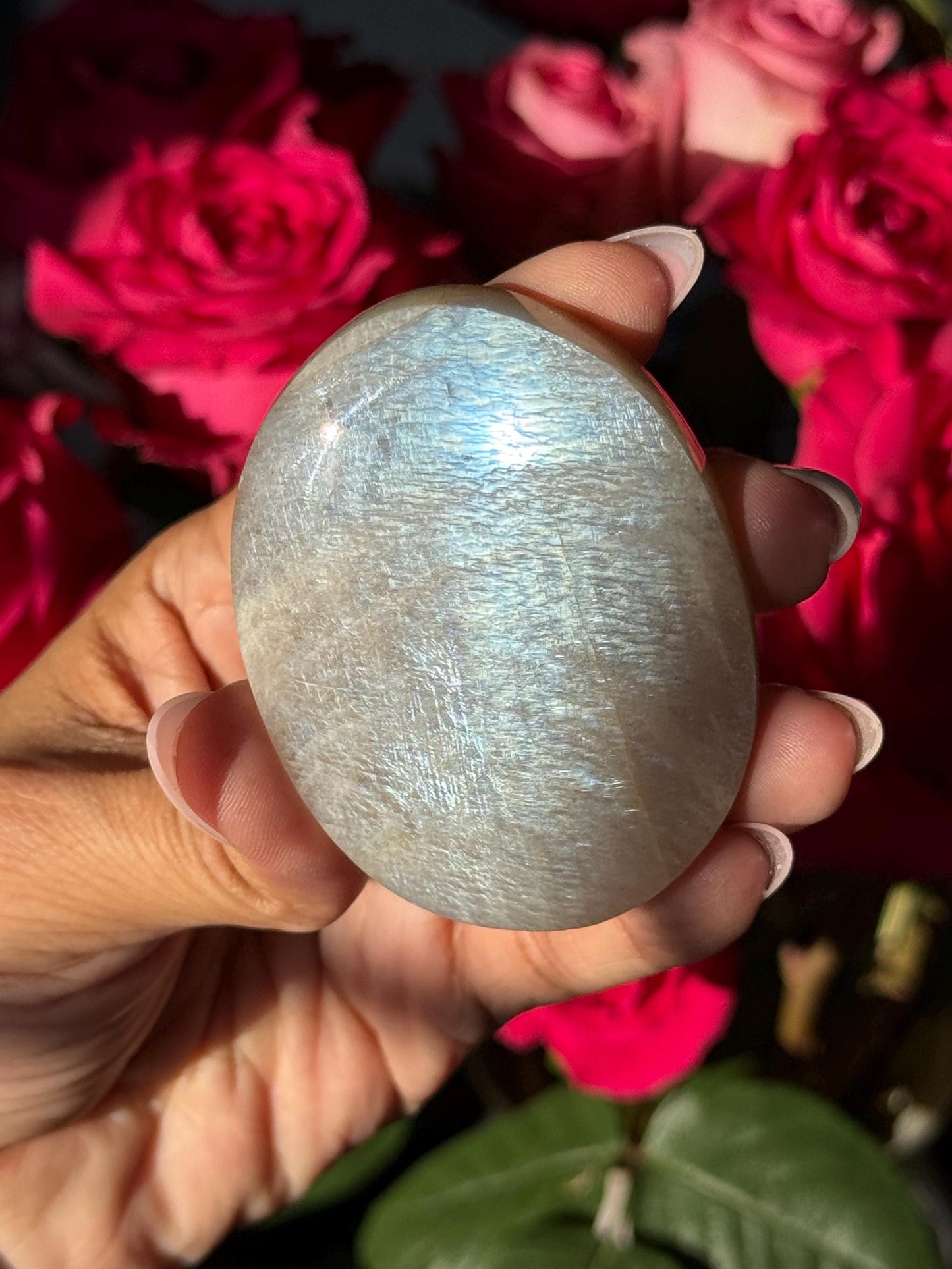 Super Flashy Blue Moonstone, Moonstone, Blue Flash Moonstone, High Grade Palm Stone