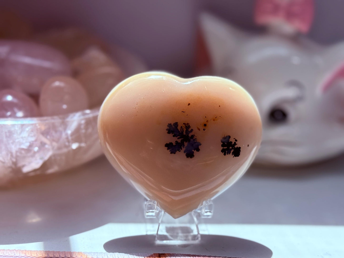 Dendritic Agate Heart, Wizard Stone, Milky Blue Dendrite, Blue Agate Heart, Merlinite, Stone of Magic, Crystal Gifts, Metaphysical Gift,