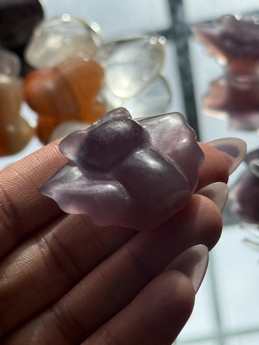 Fluorite baby bat, Crystal Bat, Halloween Crystal Carvings,