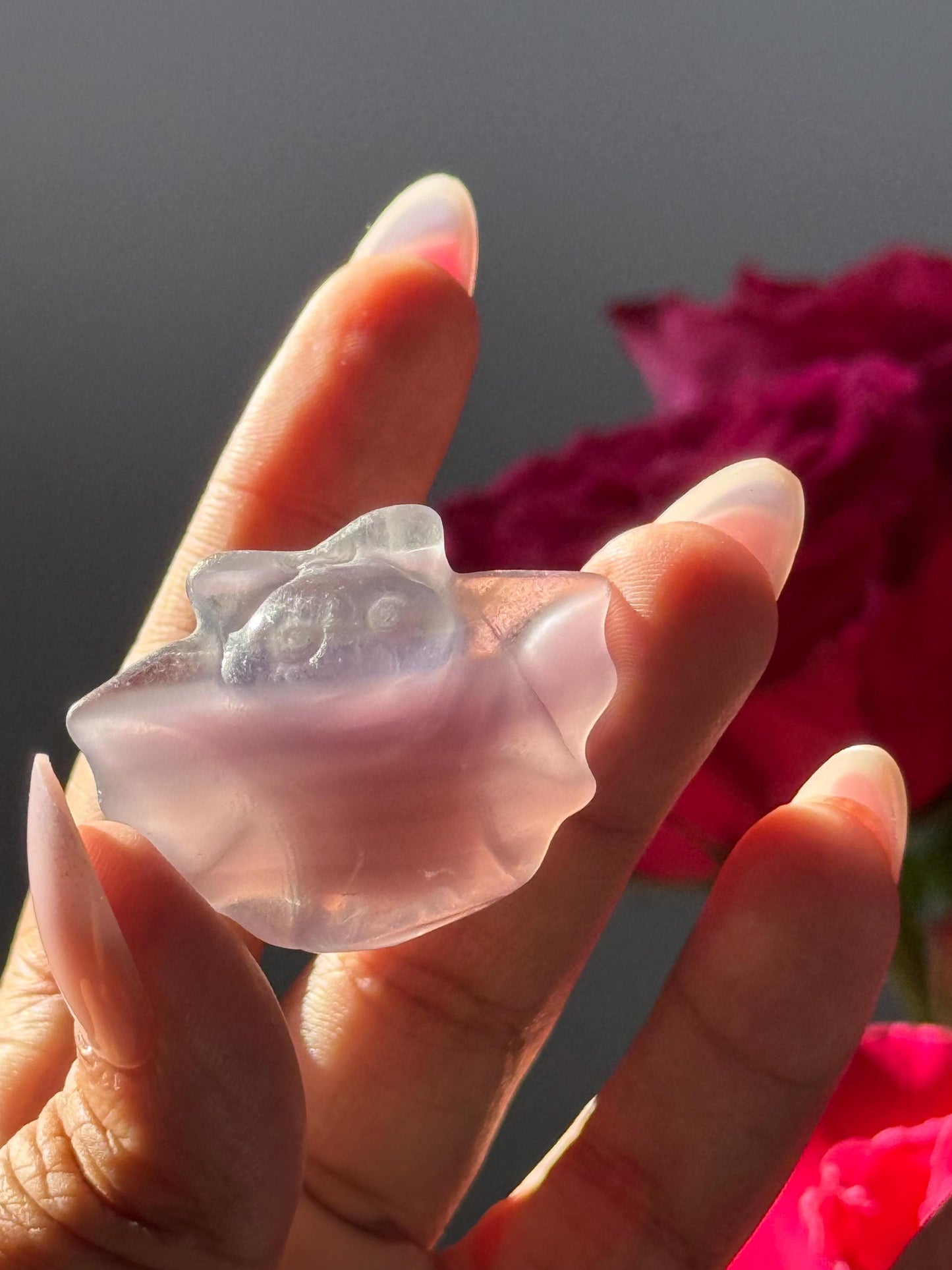 Fluorite baby bat, Crystal Bat, Halloween Crystal Carvings,