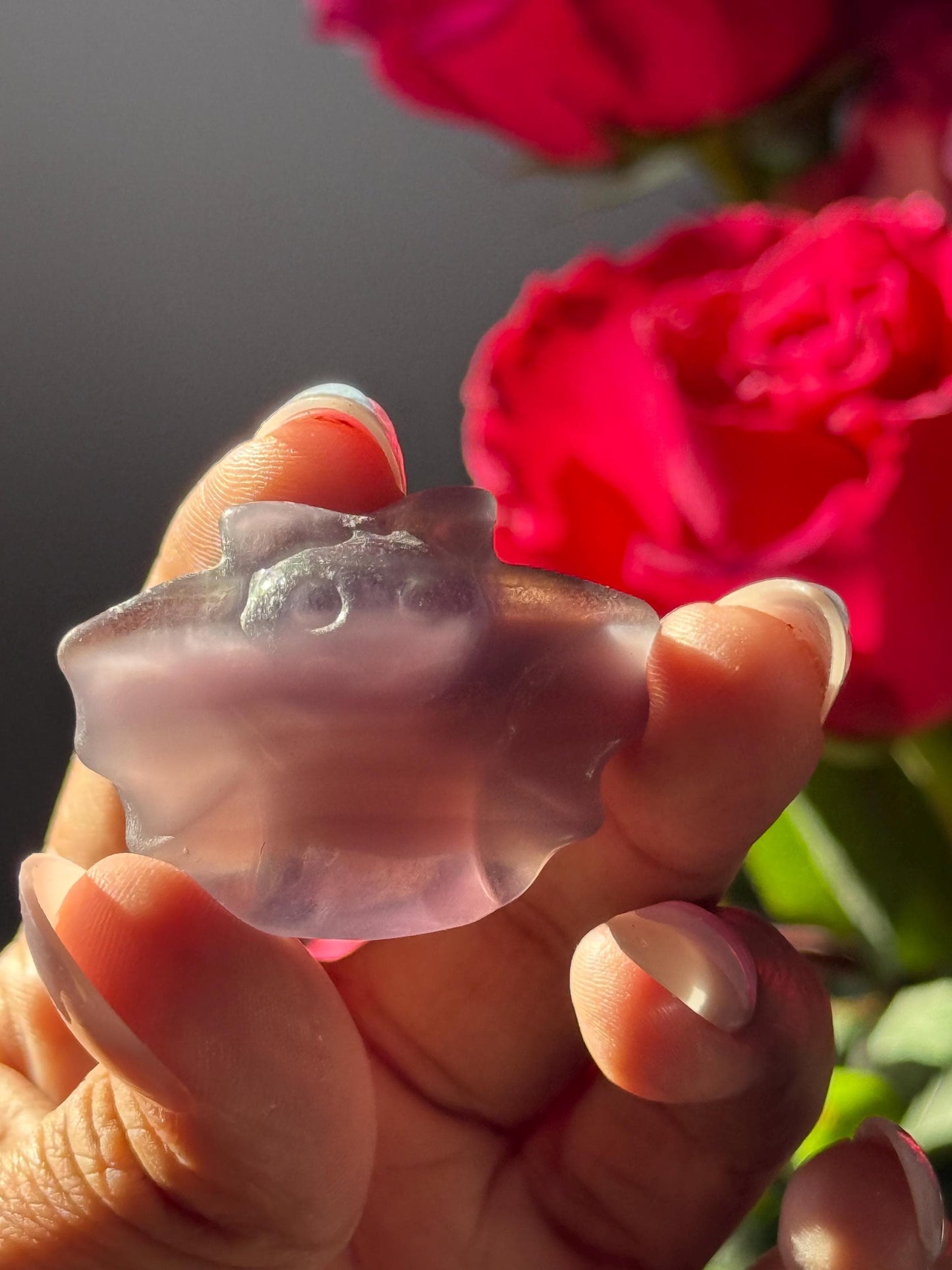 Fluorite baby bat, Crystal Bat, Halloween Crystal Carvings,