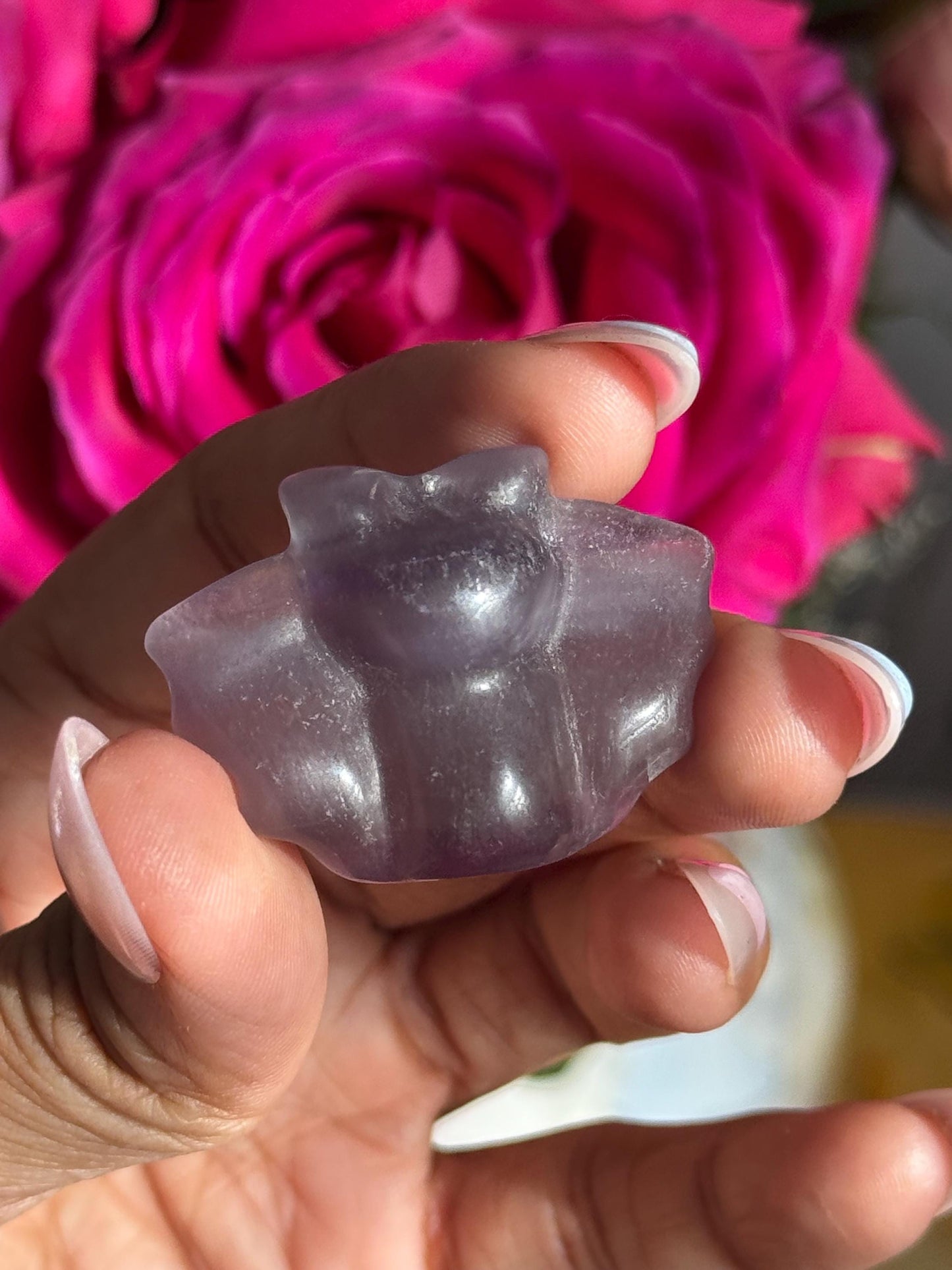 Fluorite baby bat, Crystal Bat, Halloween Crystal Carvings,