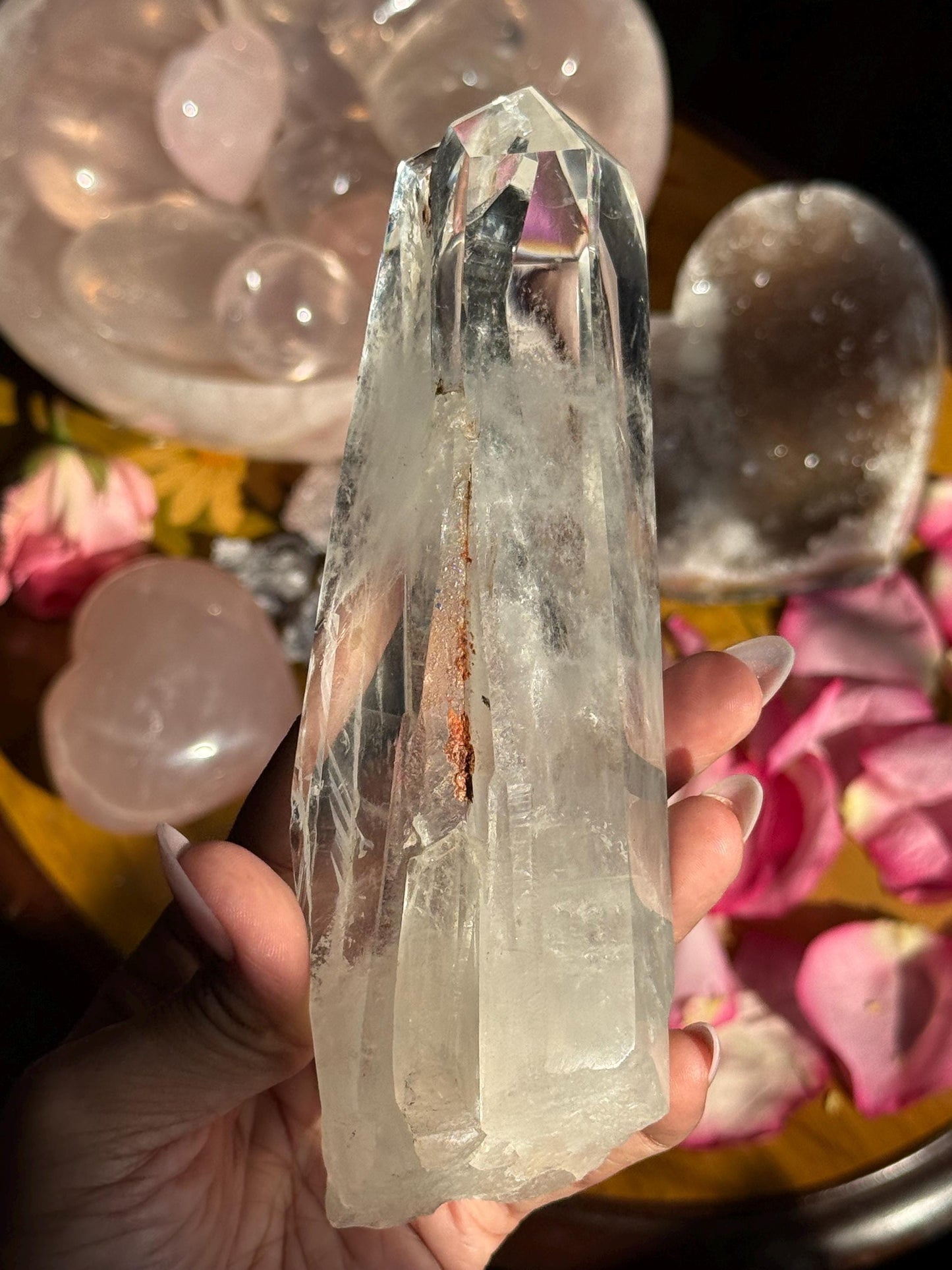 Twin Quartz Crystal on Wooden Stand, Natural Twin Quartz, Twin Flame Quartz, Home Decoration