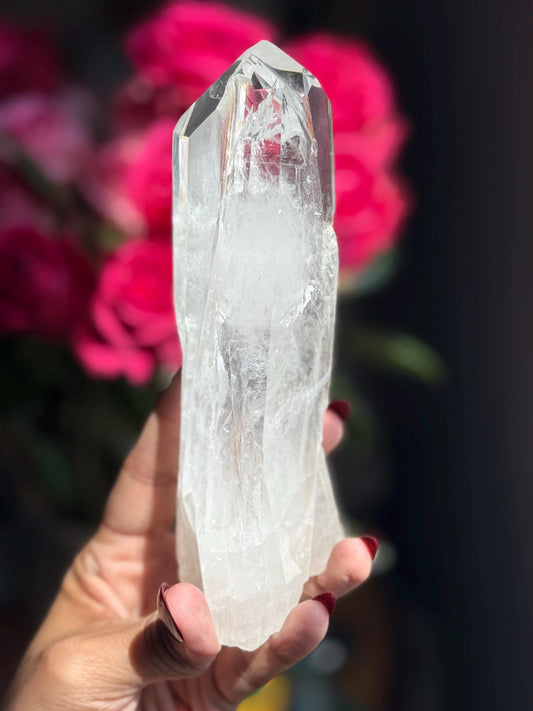 Twin Quartz Crystal on Wooden Stand, Natural Twin Quartz, Twin Flame Quartz, Home Decoration