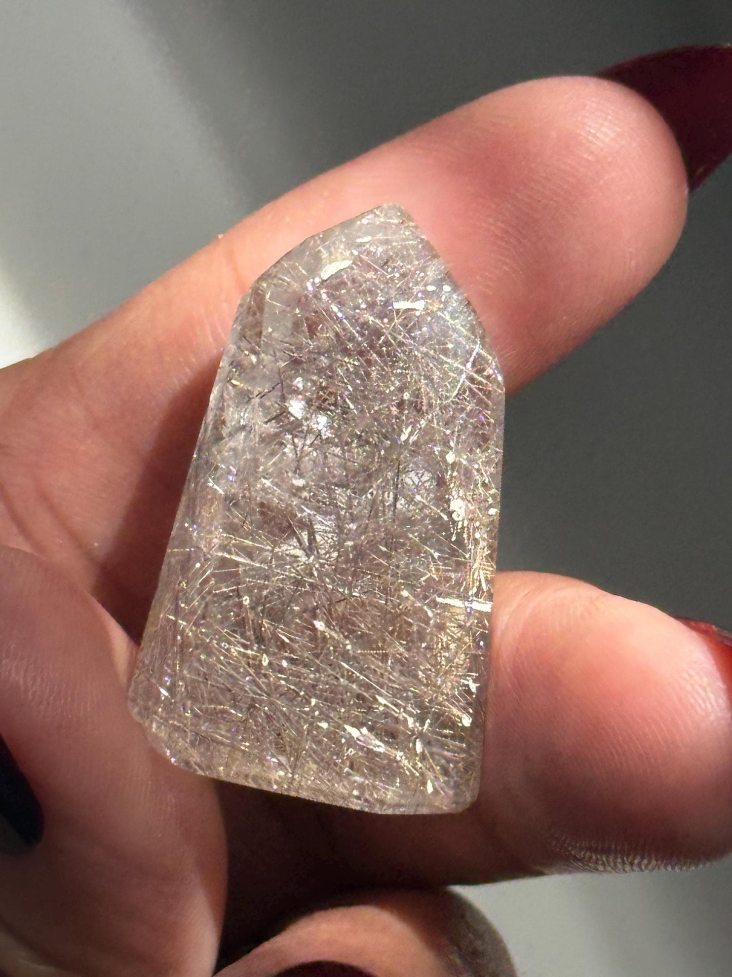 Mini Silver Rutile Quartz, Silver Rutilated Quartz, Inclsuion Quartz