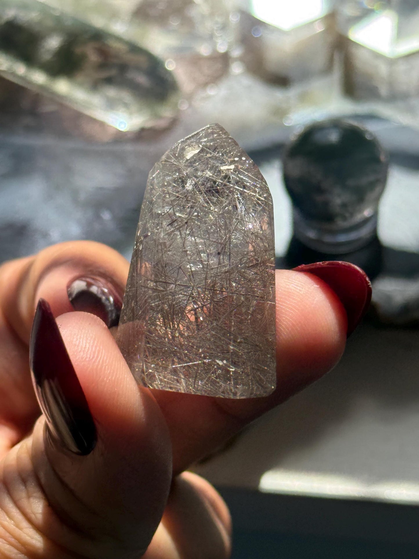Mini Silver Rutile Quartz, Silver Rutilated Quartz, Inclsuion Quartz