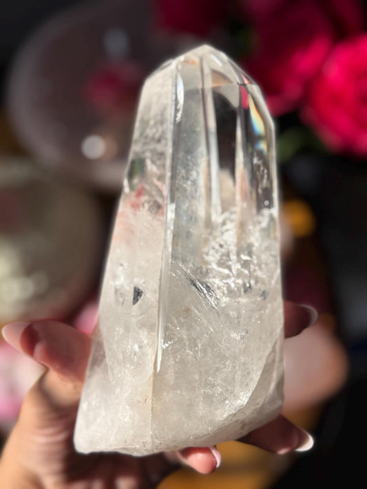 Twin Quartz Crystal on Wooden Stand, Natural Twin Quartz, Twin Flame Quartz, Home Decoration