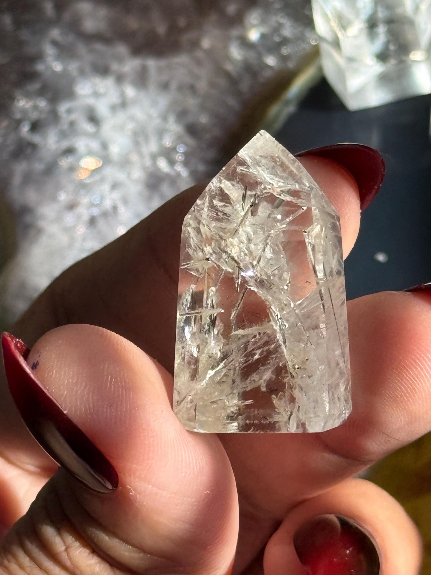 Mini Silver Rutile Quartz, Silver Rutilated Quartz, Inclsuion Quartz