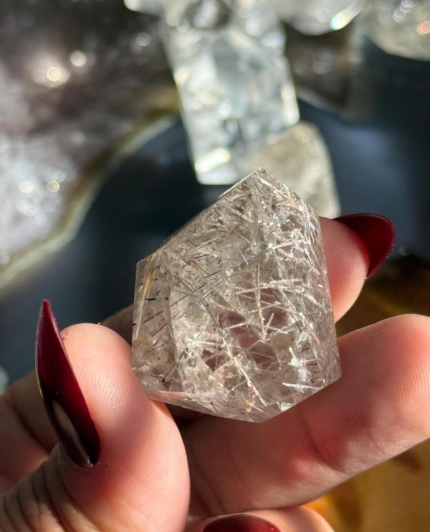 Mini Silver Rutile Quartz, Silver Rutilated Quartz, Inclsuion Quartz