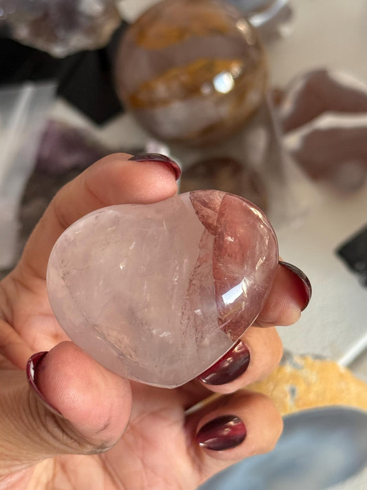 Fire Quartz Heart, Smal Red Fire Quartz Heart, Crystal Gifts, Heart Charms