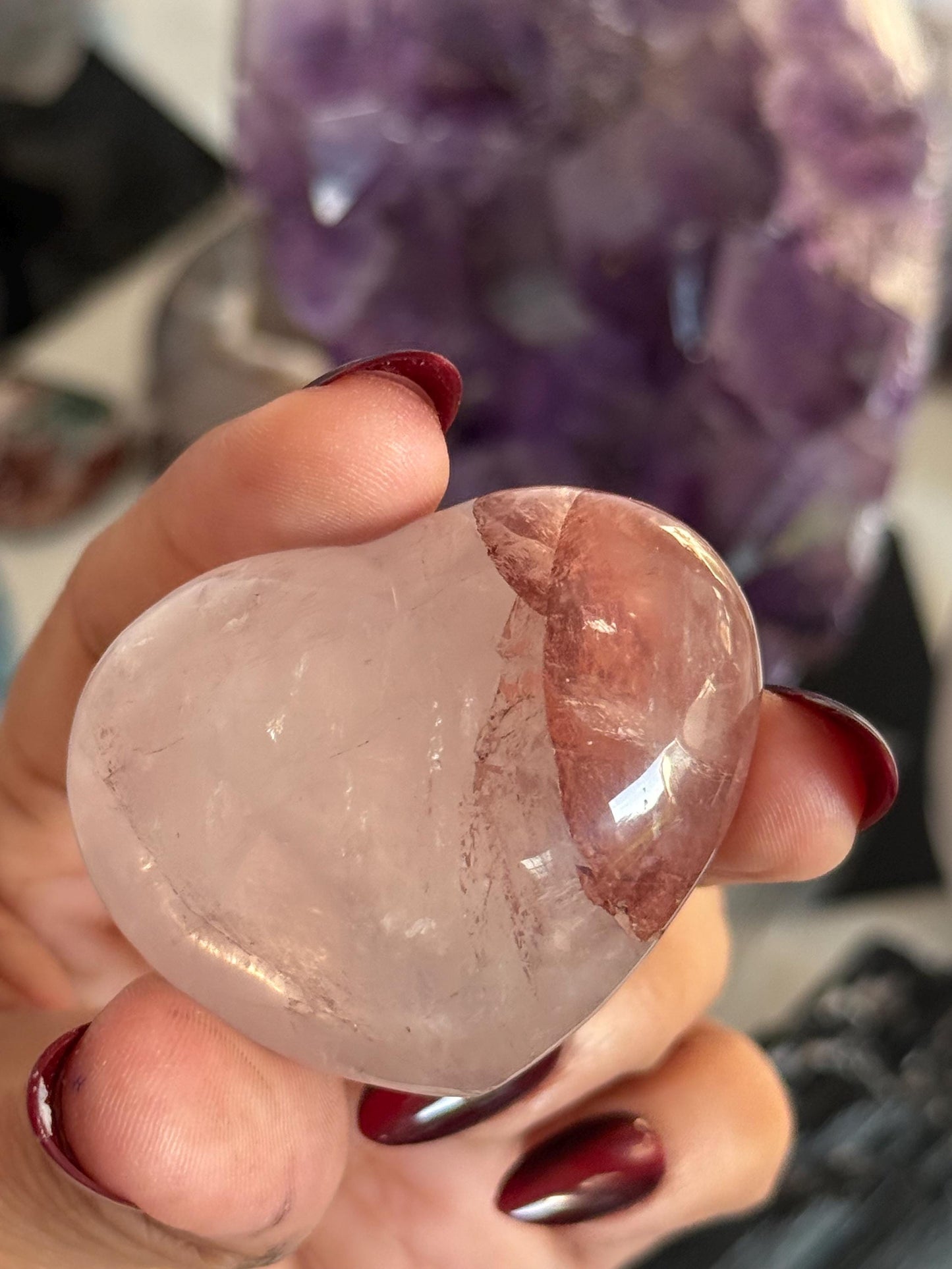 Fire Quartz Heart, Smal Red Fire Quartz Heart, Crystal Gifts, Heart Charms