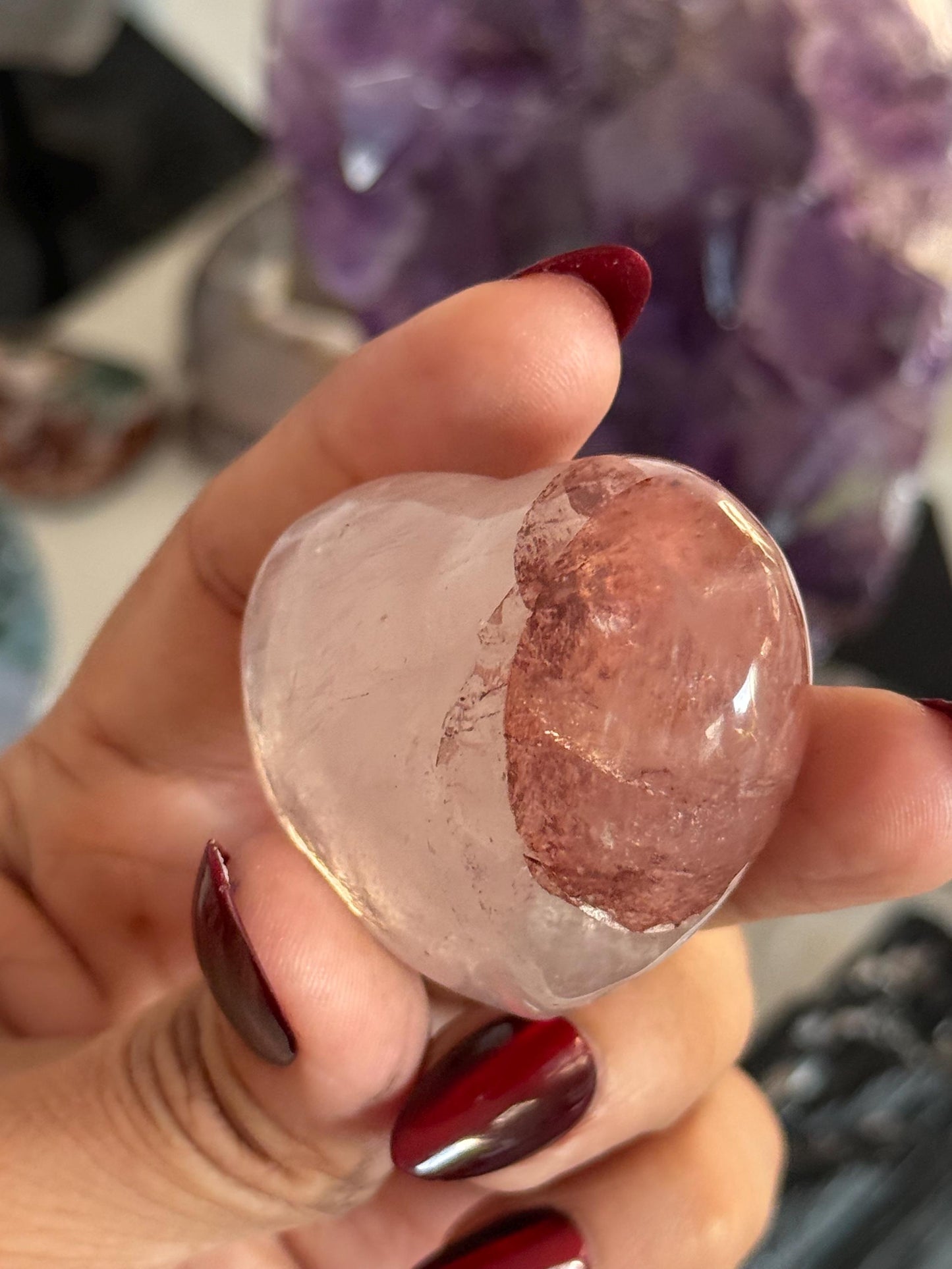 Fire Quartz Heart, Smal Red Fire Quartz Heart, Crystal Gifts, Heart Charms