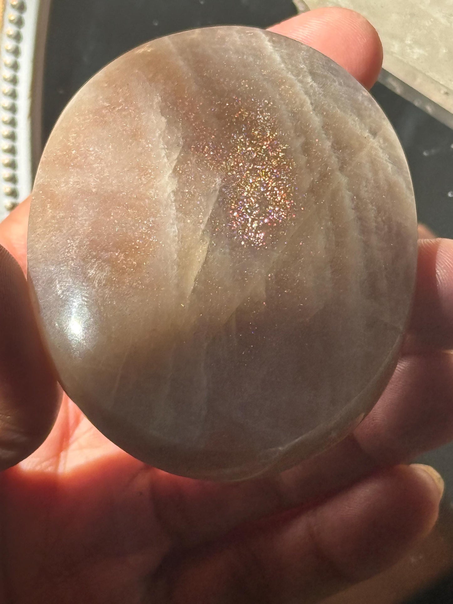 Super Flashy Blue Moonstone, Moonstone, Blue Flash Moonstone, High Grade Palm Stone