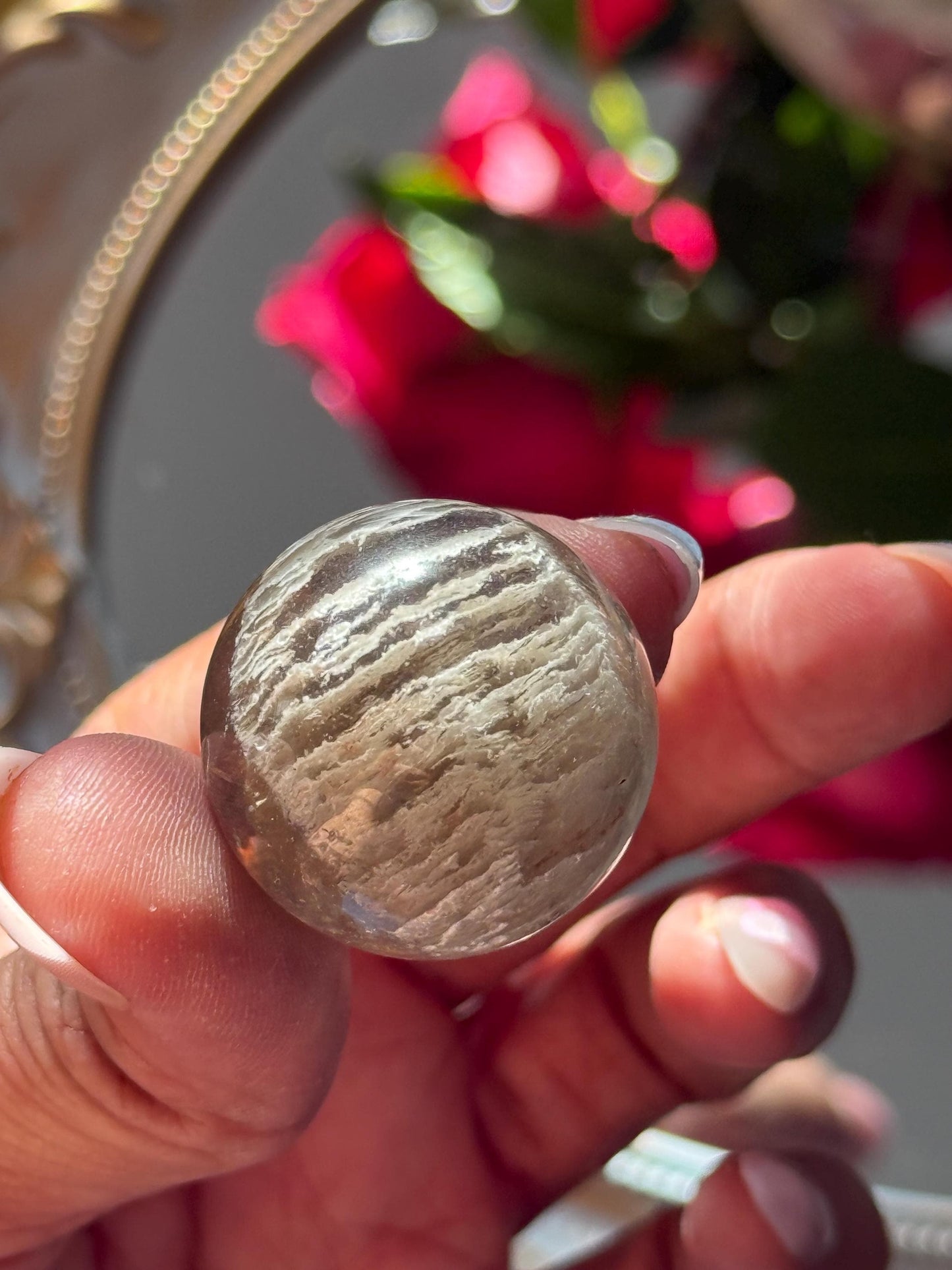 Garden Quartz Sphere, Mica In Quartz Sphere, Thousand Layers Crystal Sphere