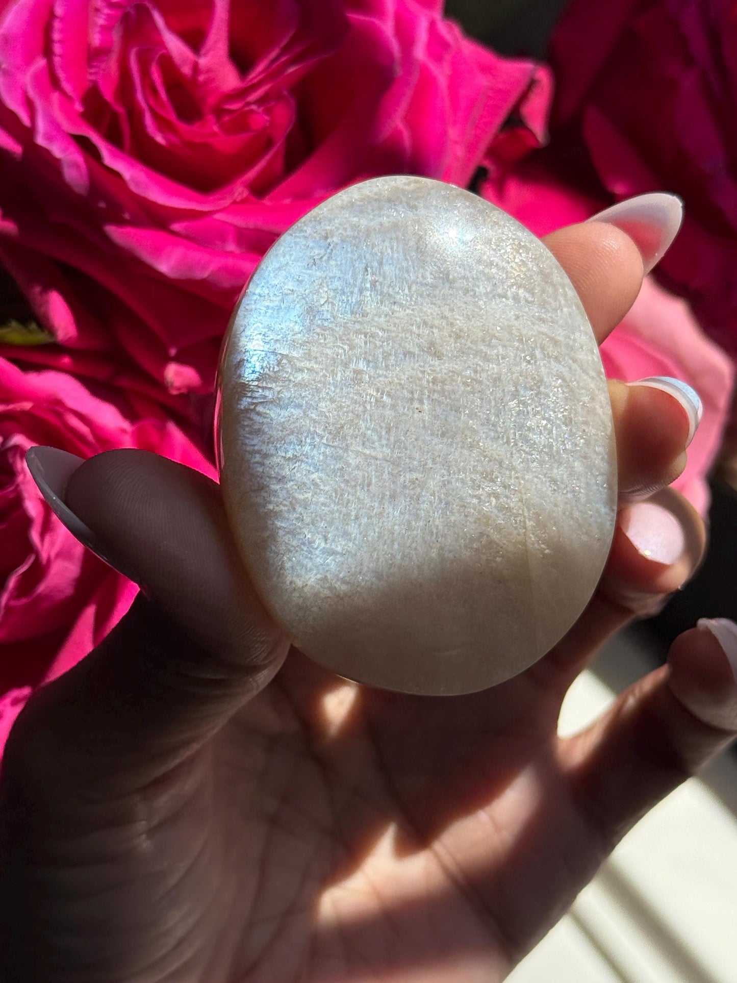 Super Flashy Blue Moonstone, Moonstone, Blue Flash Moonstone, High Grade Palm Stone