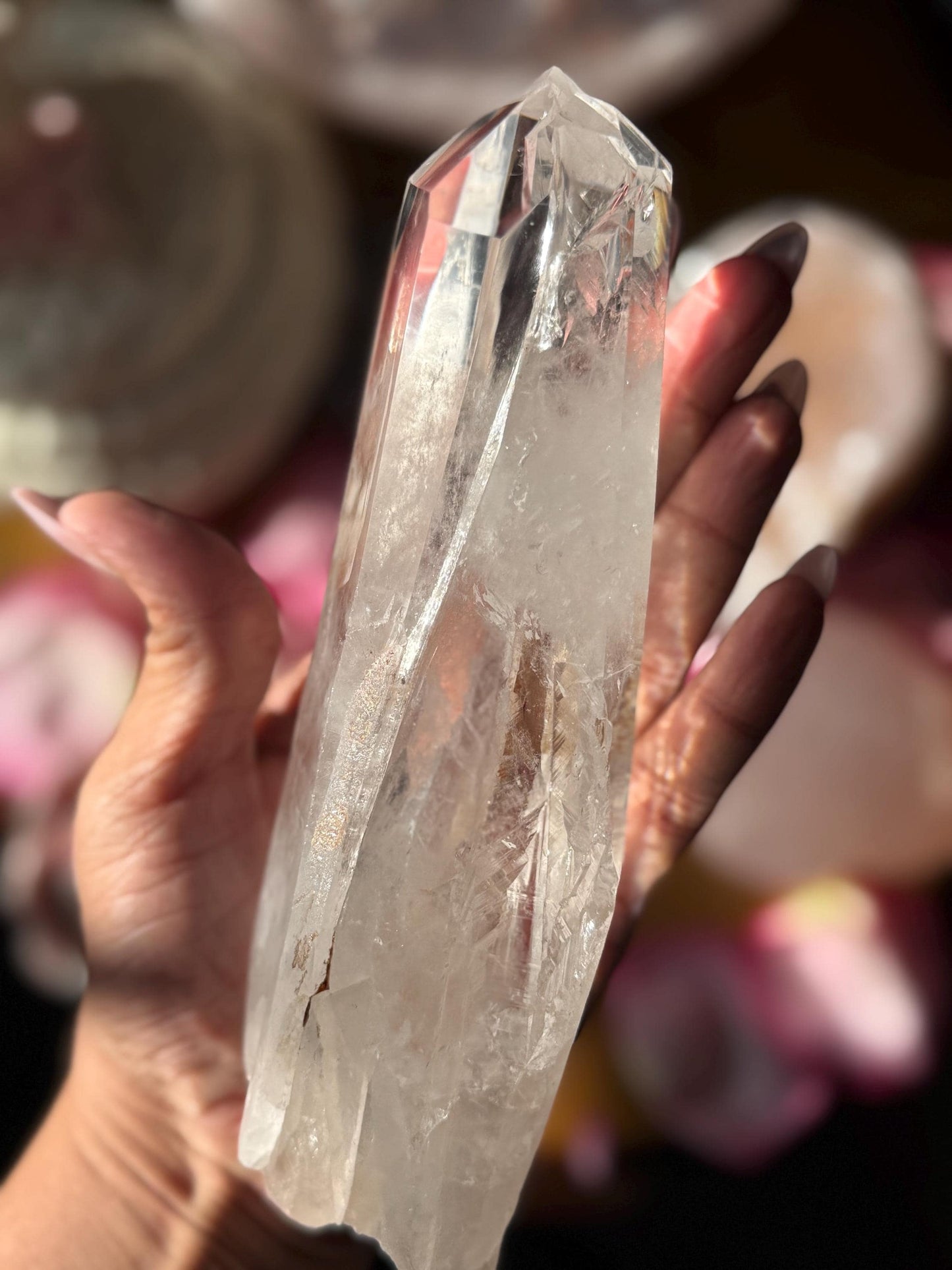 Twin Quartz Crystal on Wooden Stand, Natural Twin Quartz, Twin Flame Quartz, Home Decoration
