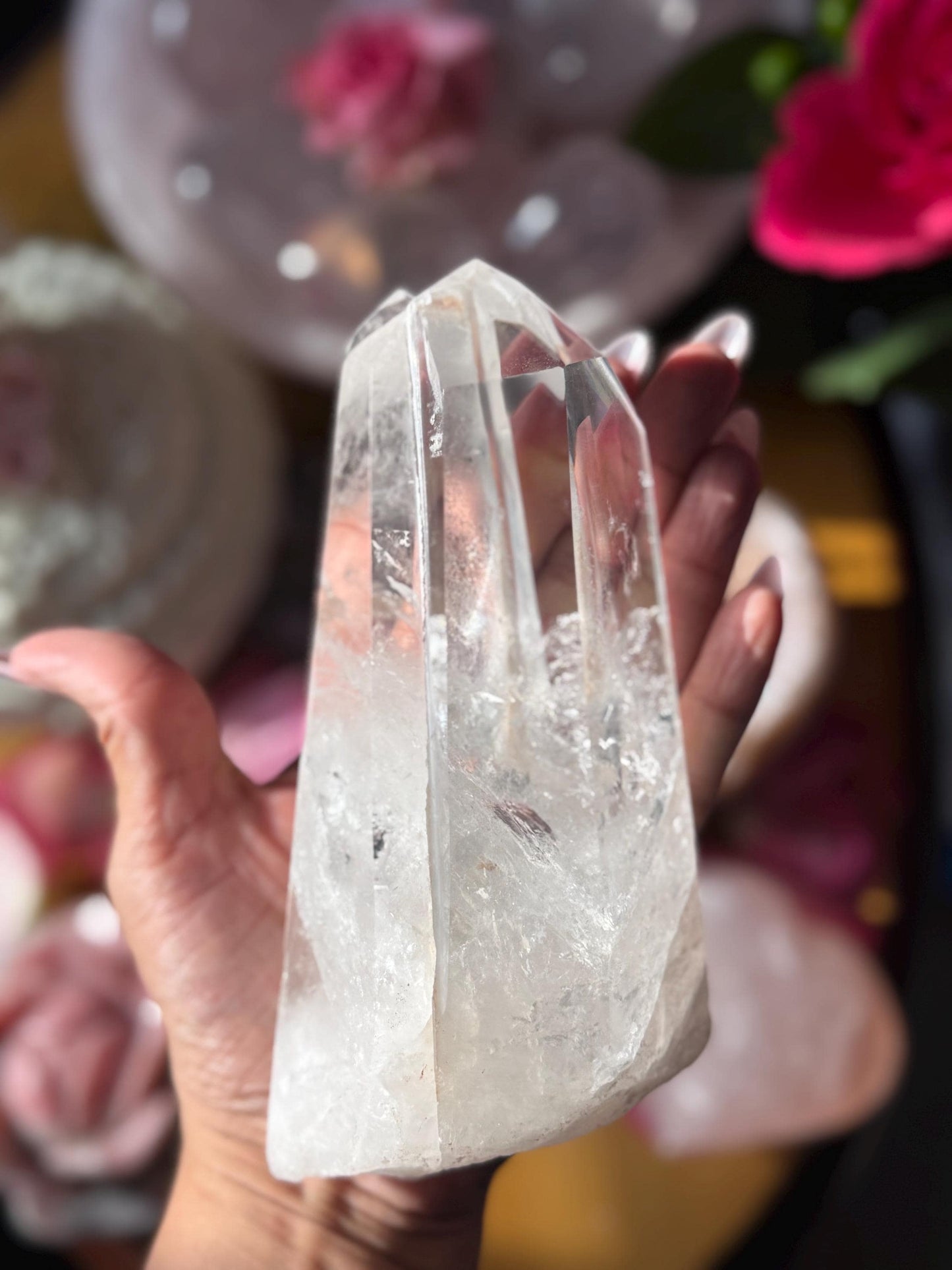 Twin Quartz Crystal on Wooden Stand, Natural Twin Quartz, Twin Flame Quartz, Home Decoration