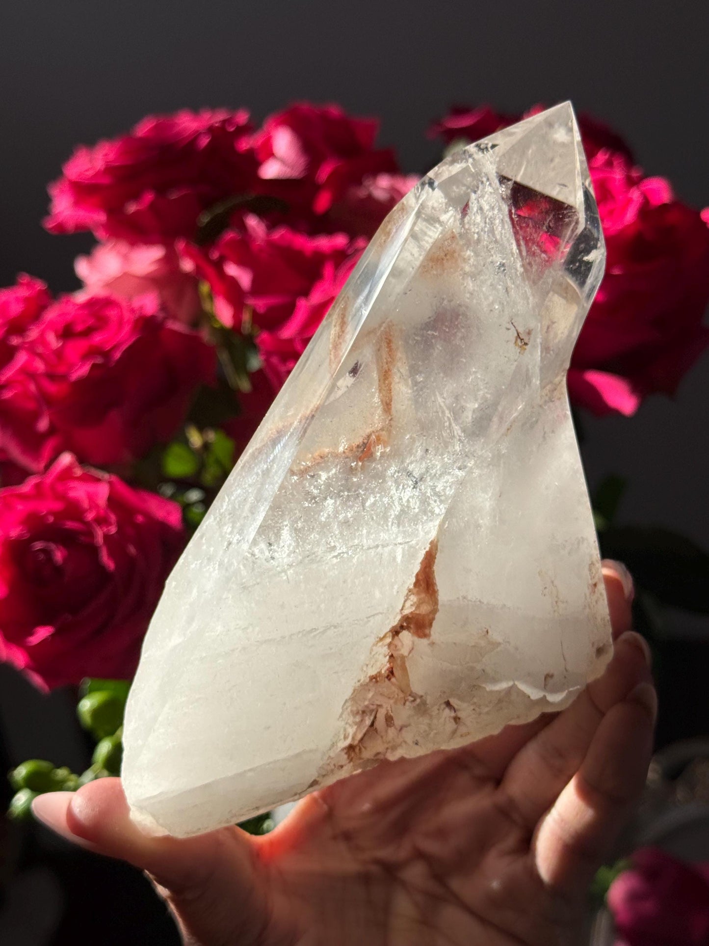 Three Point Quartz Crystal on Wooden Stand, Natural Twin Quartz, Home Decoration