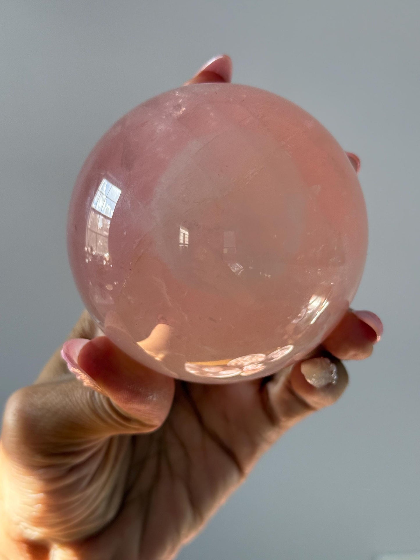 Star Rose Quartz Sphere, Star Flash Rose Quartz, Rose Quartz, 75 mm